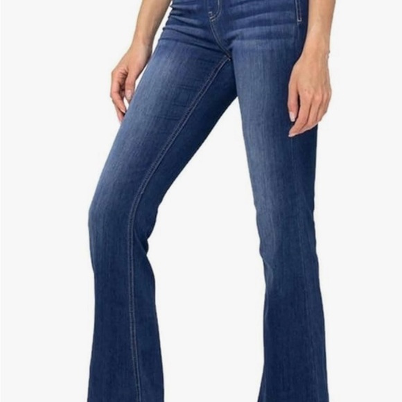 Cello mid rise dark wash pull on flare jeans - Picture 6 of 6